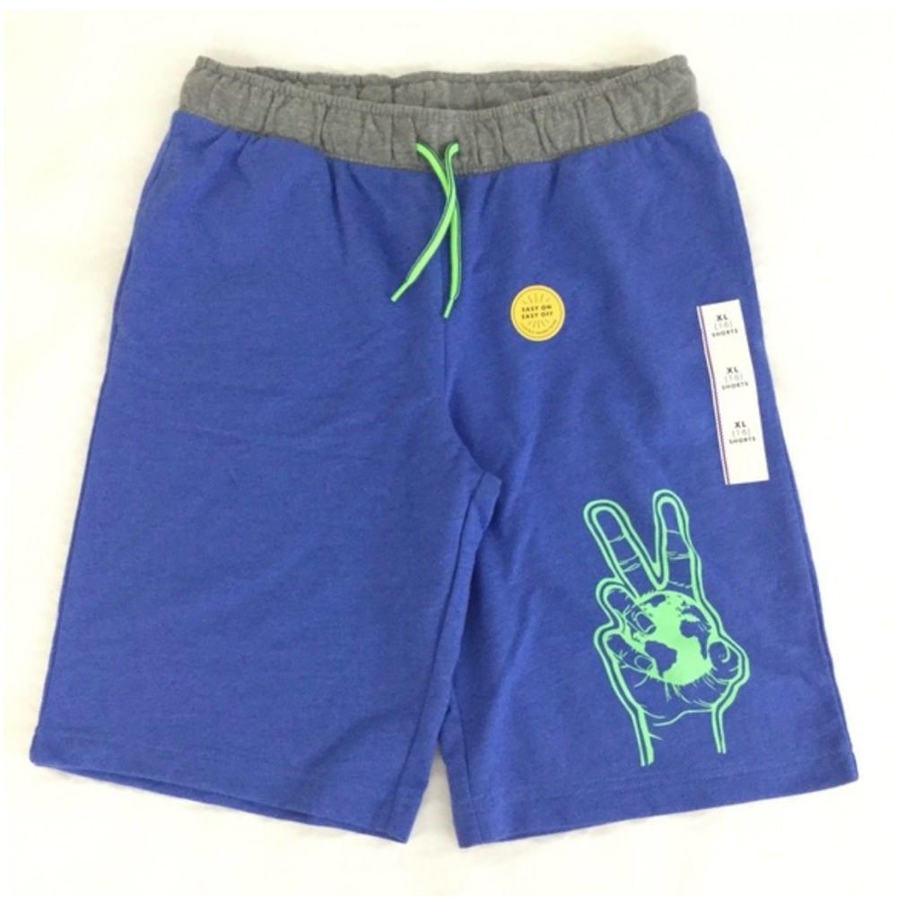 Cat & Jack NWT Vibrant Blue Kids Shorts with Neon Green Details Size XL (16)